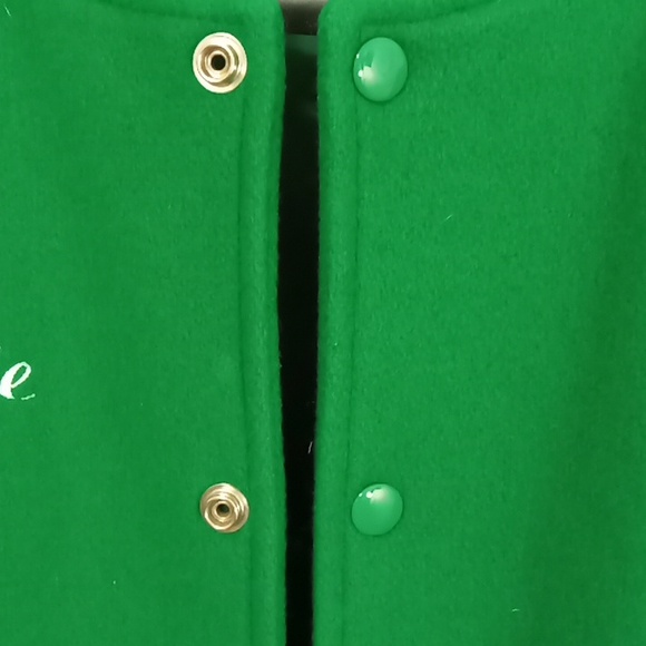 Green Wool And White Leather Letterman's Jacket - Picture 12 of 13